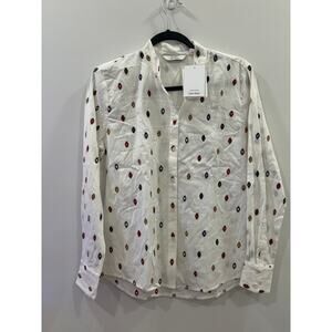 & Other Stories White Southwest Diamond Embroidered Shirt Sz 6